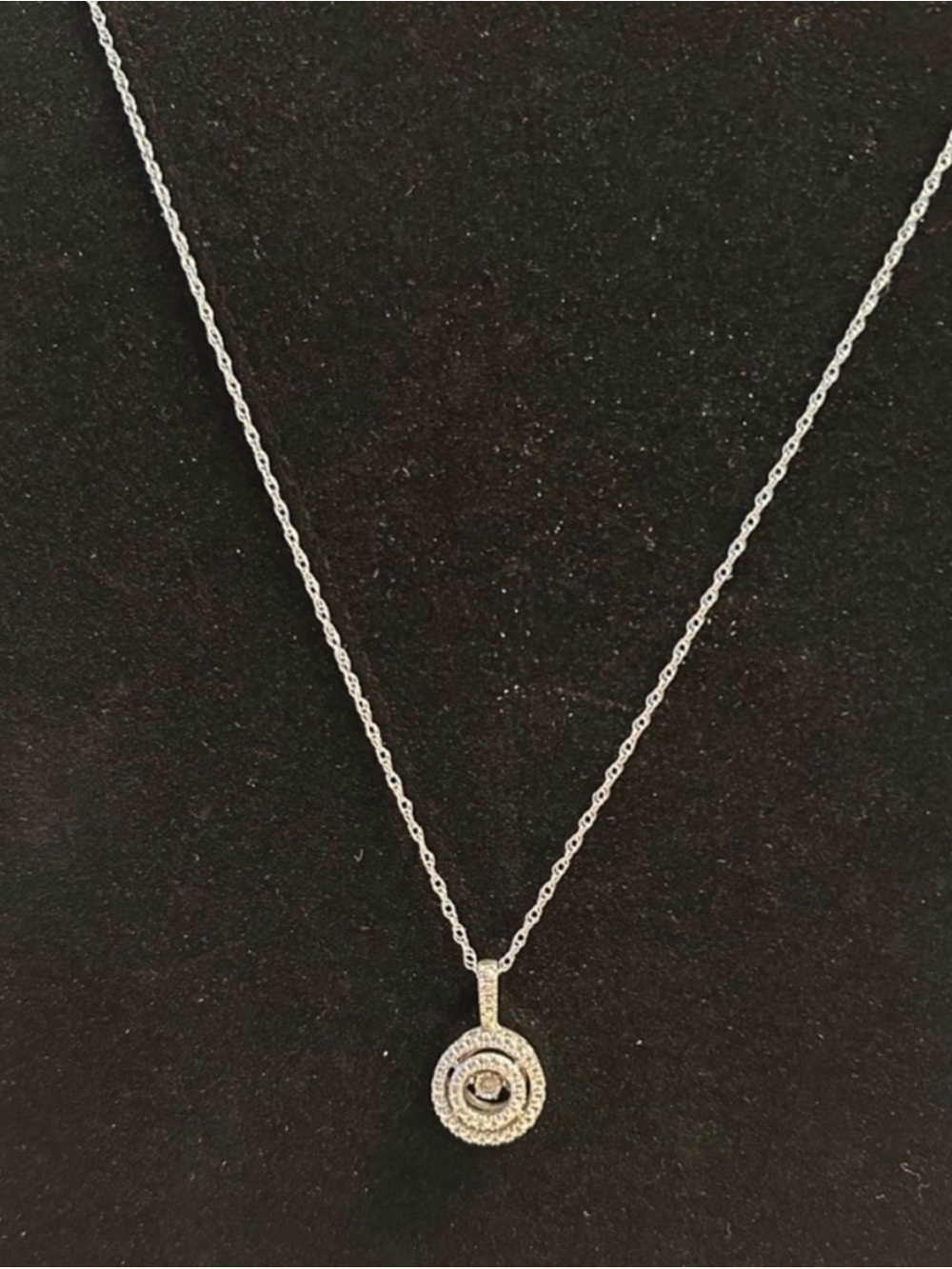 Diamond Silver Circular Halo Pendant Necklace - Women Jewelry